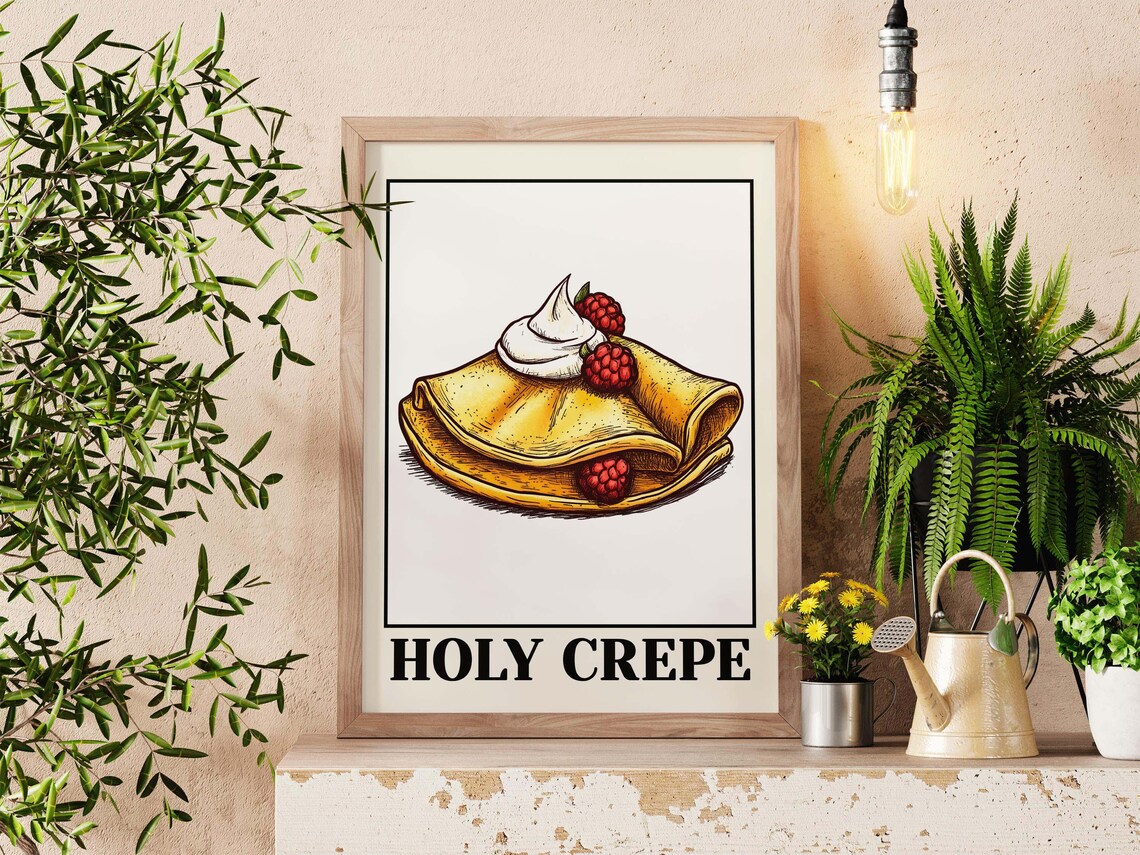 Holy Crepe Kitchen Wall Art Print Funny Quote For Food Lovers Breakfast Decor Home Cooks