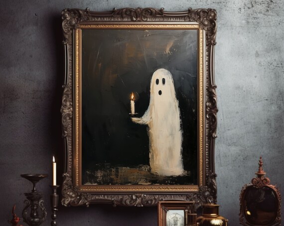 Impasto Ghost Painting Dark Romance Print Whimsigoth Decor Impasto Ghost Picture Sweet Ghost Print Top Seller Haunting Ghost