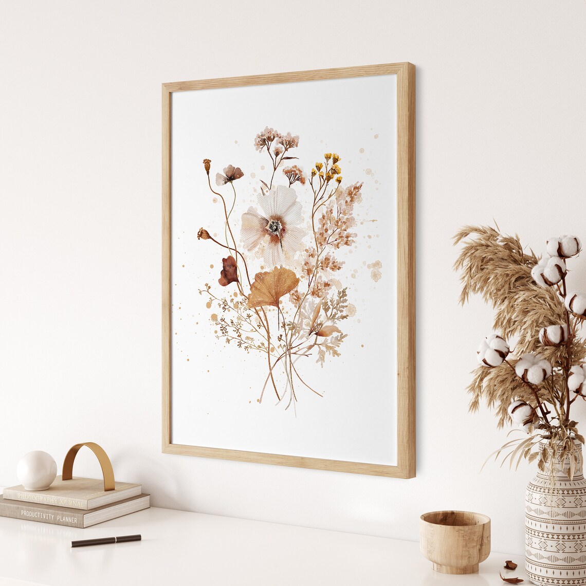 Watercolor Botanical Flower Print, Neutral Boho Floral Art - Image 3