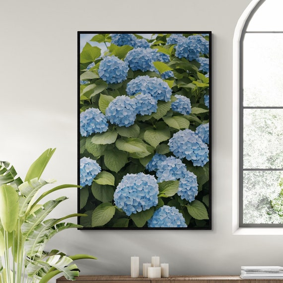 Blue Hydrangea Botanical Floral Art Flower Market Art Spring Flowers Abstract Design Henri Matisse Style Art