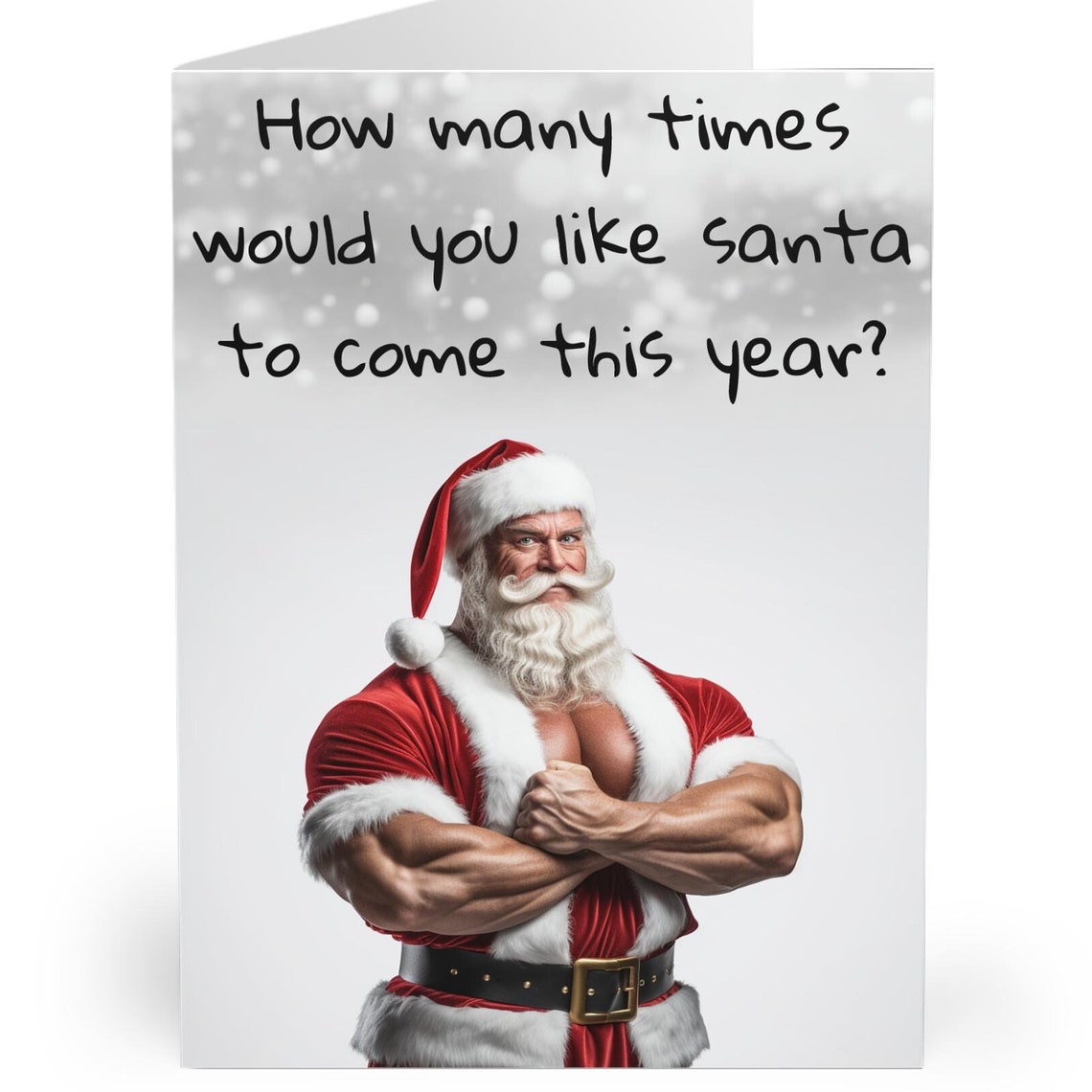 Greeting Cards Santa Comes Once A Year Adult Humour Santa Christmas Cards Pack Of 5 Funny Cards Holiday Cards Festive Stationery Cum