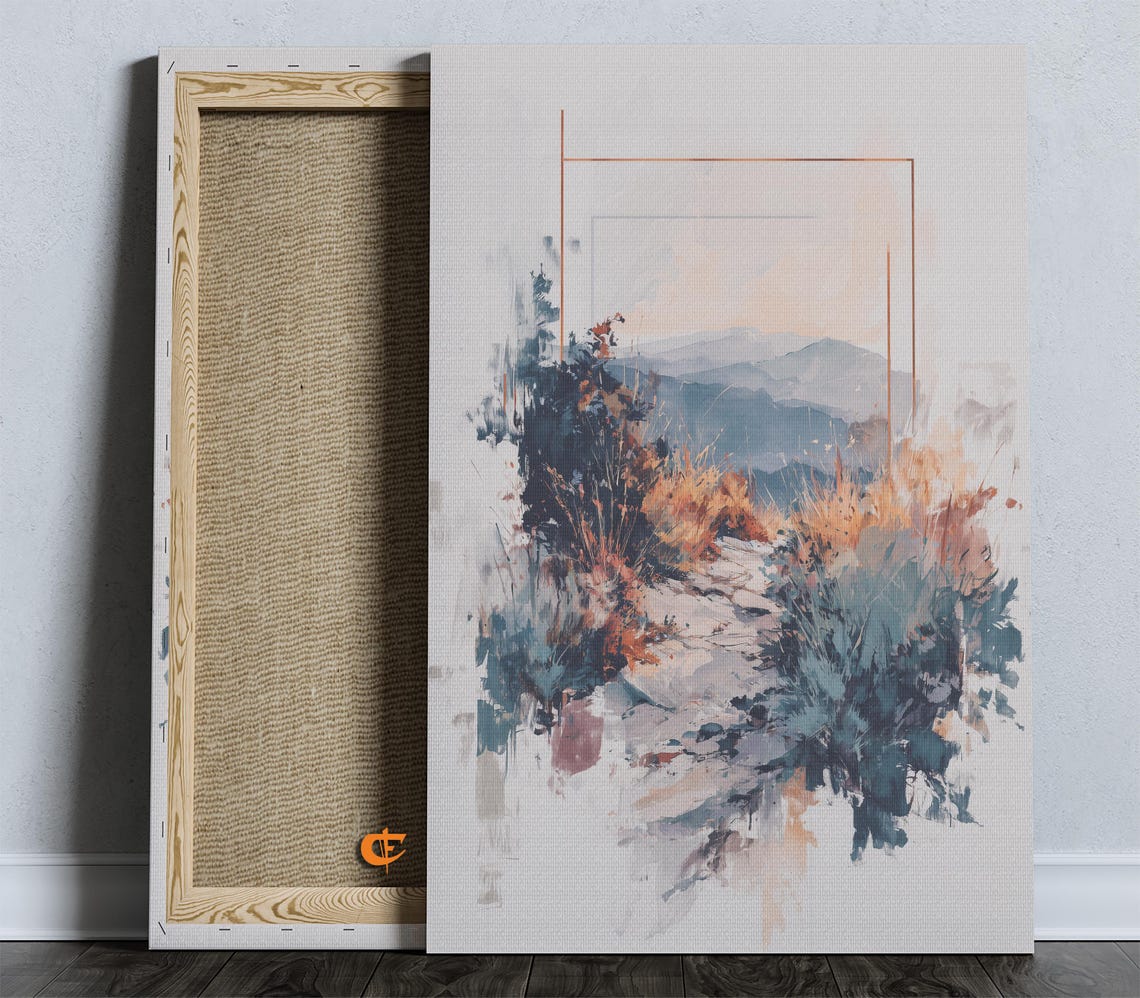 Watercolor Mountain Ridge Trail Autumn Wilderness Abstract Poster
