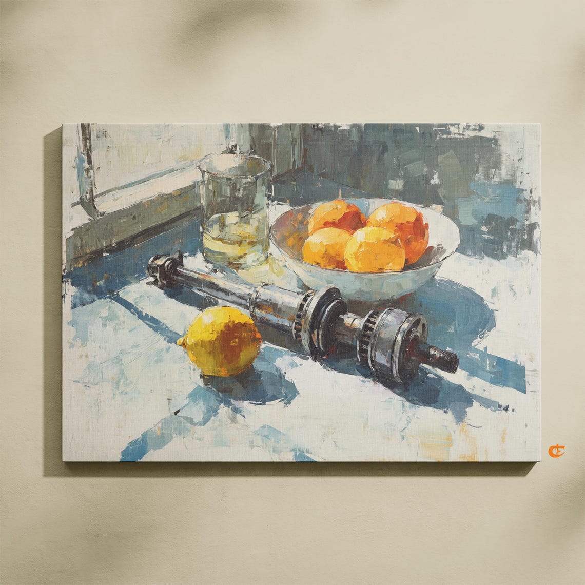 Crankshaft Lemons Oranges Window Light Industrial Still Life Poster