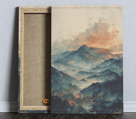 Blue Ridge Mountains Watercolor Print Layered Mountain Landscape Moody Wall Art Scenic Vista Rustic Decor 901