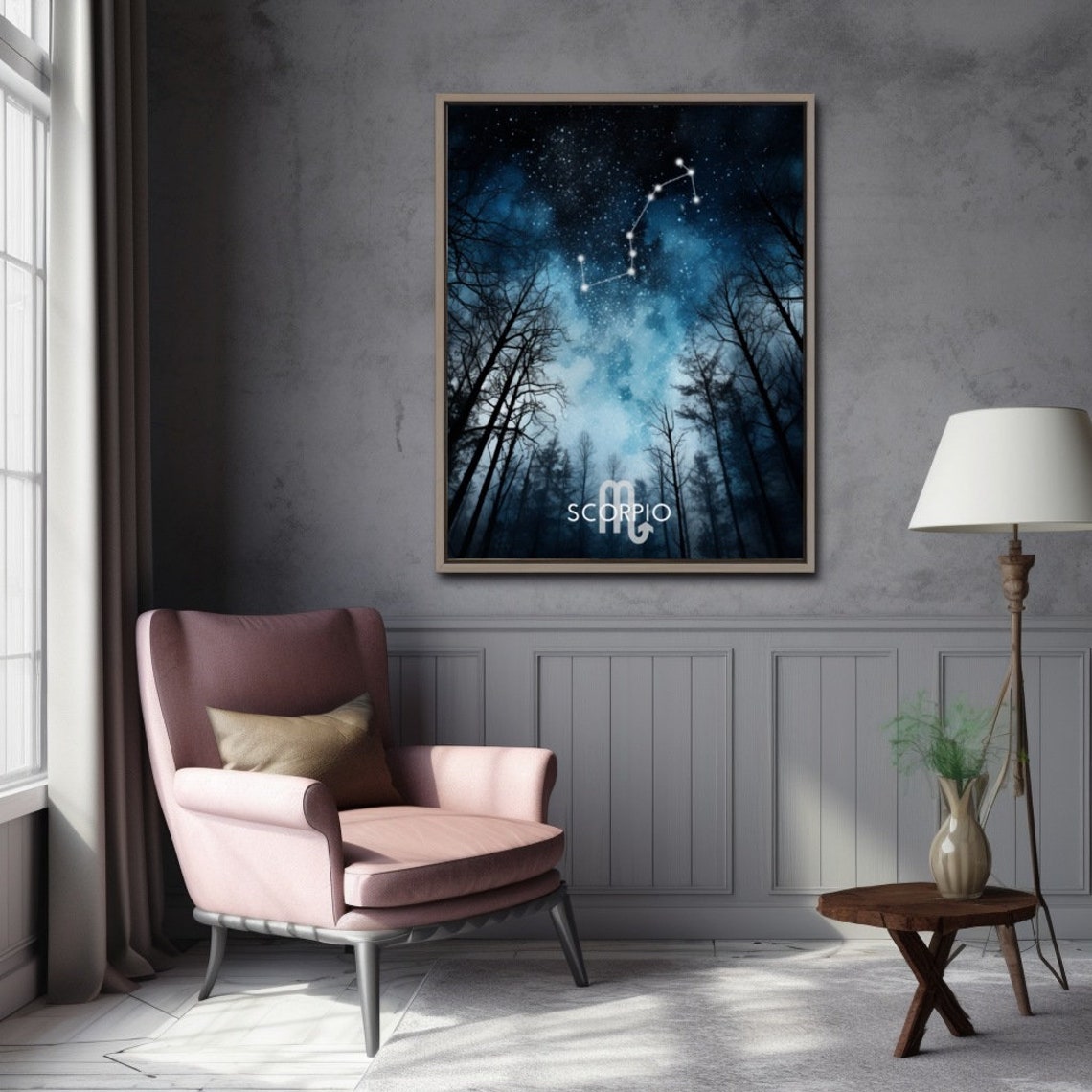 Scorpio Constellation Over a Night Forest Zodiac Stars Poster - Image 3