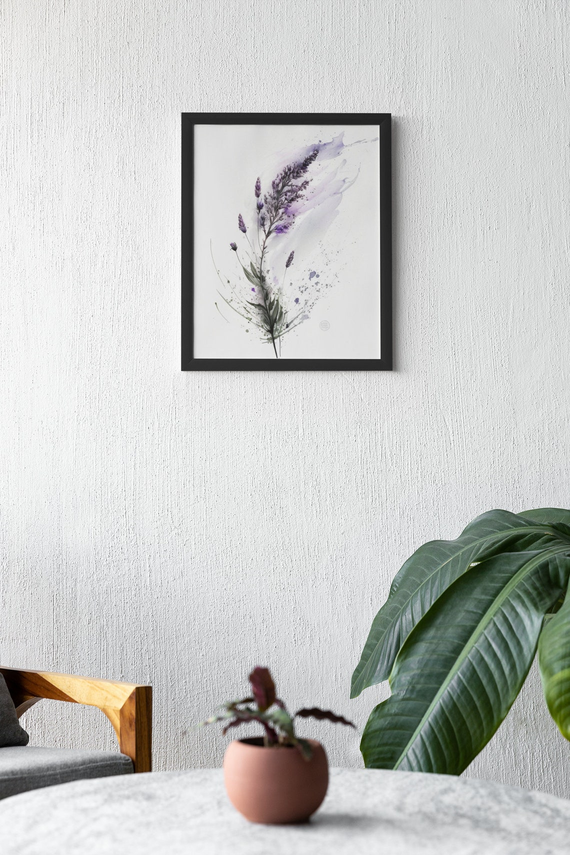 Purple Lavender Sprigs Watercolor Botanical Flower Wall Poster - Image 2