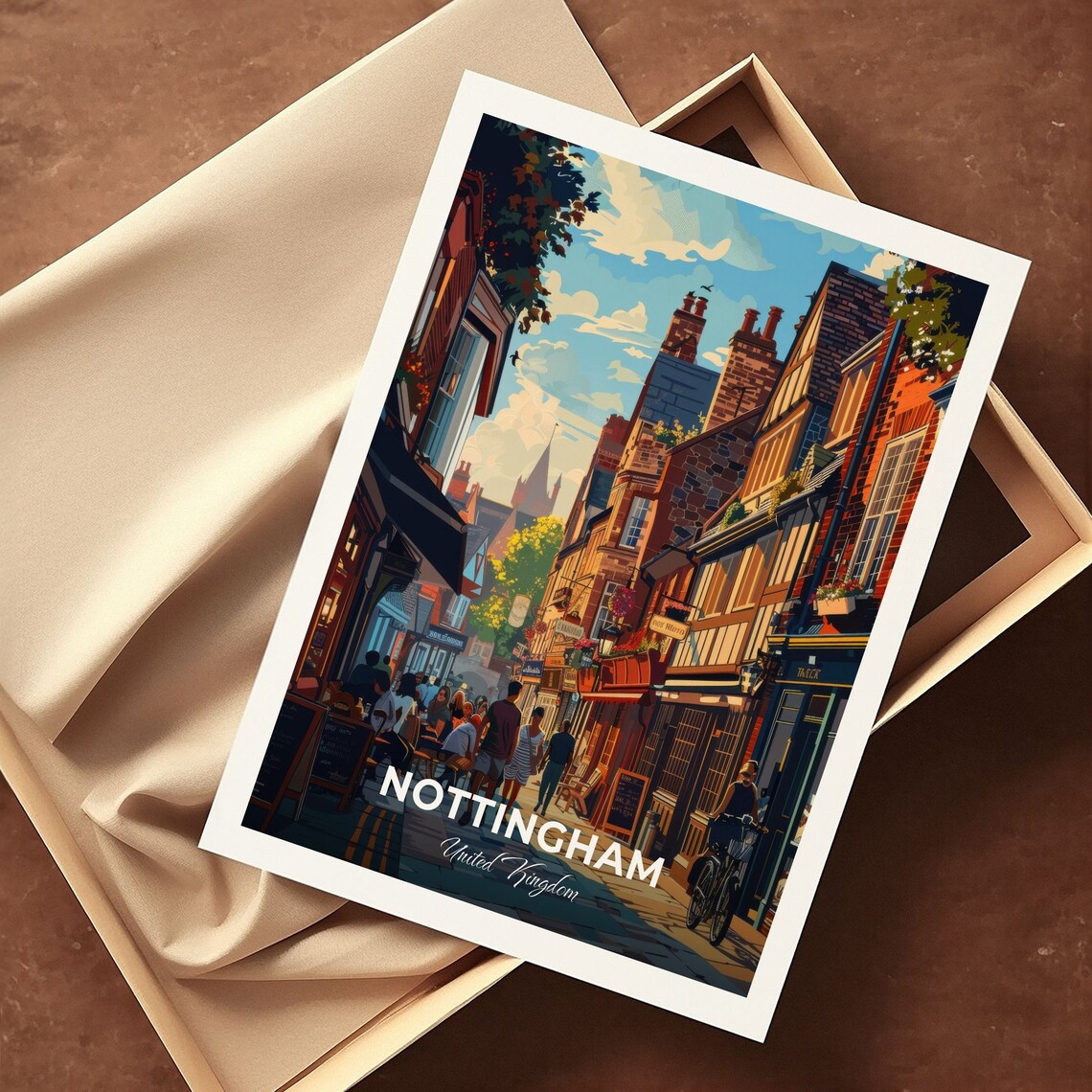 Nottingham Lace Market Shopping Street City View Travel Poster - Image 3