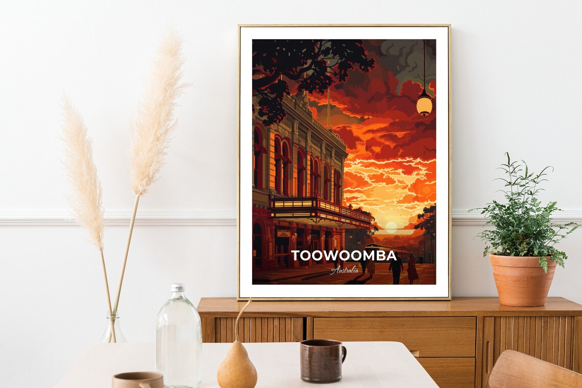 Toowoomba Australia Sunset City Street With Historic Buildings Poster - Image 3