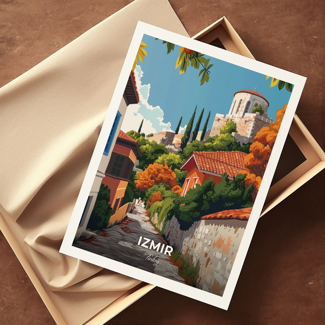 Izmir Turkey Agora Old Town Hillside Travel Poster Historic View Art - Image 3