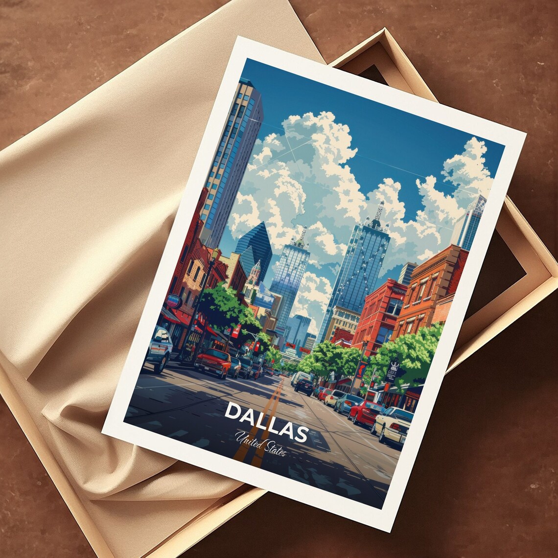 Dallas Downtown Skyline Street Skyscraper City View Travel Poster - Image 3