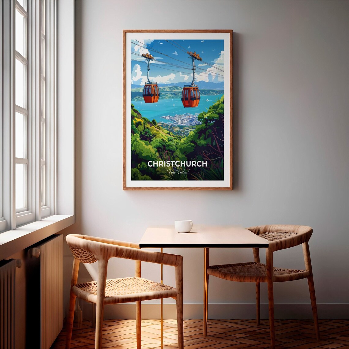 Christchurch New Zealand Gondola Cable Cars Harbor View Travel Poster - Image 2