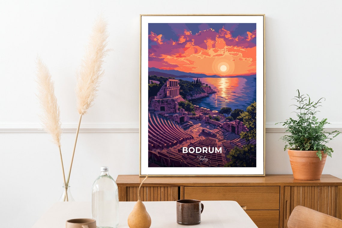 Bodrum Turkey Ancient Amphitheater Sunset Over Aegean Poster - Image 3