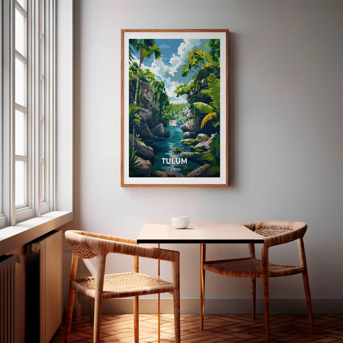 Tulum Mexico Cenote Dos Ojos Jungle River Vintage Travel Poster - Image 3