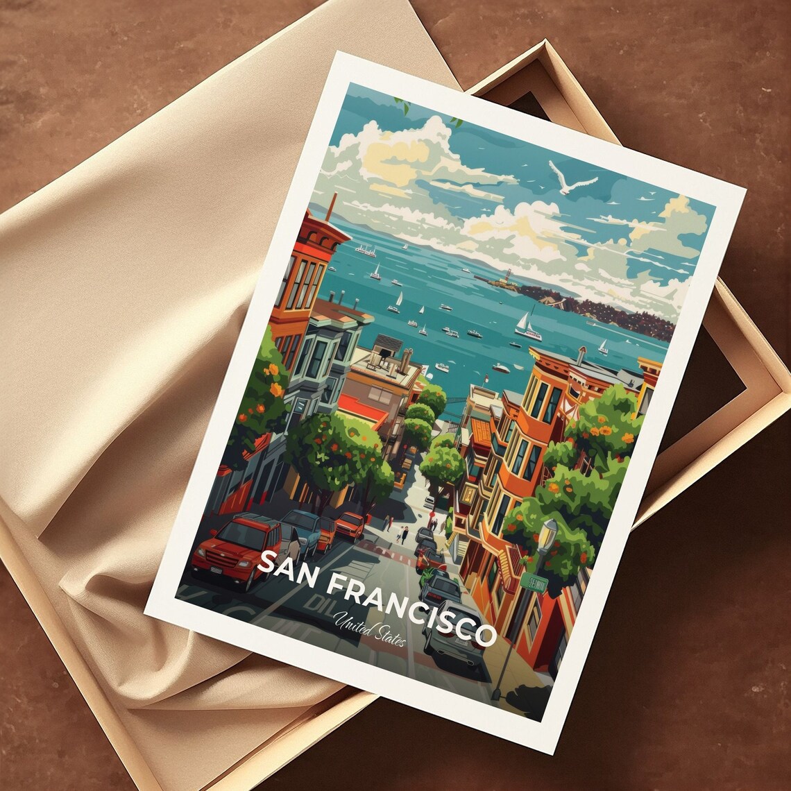 San Francisco Ghirardelli Square Hill Street Bay View Poster - Image 3