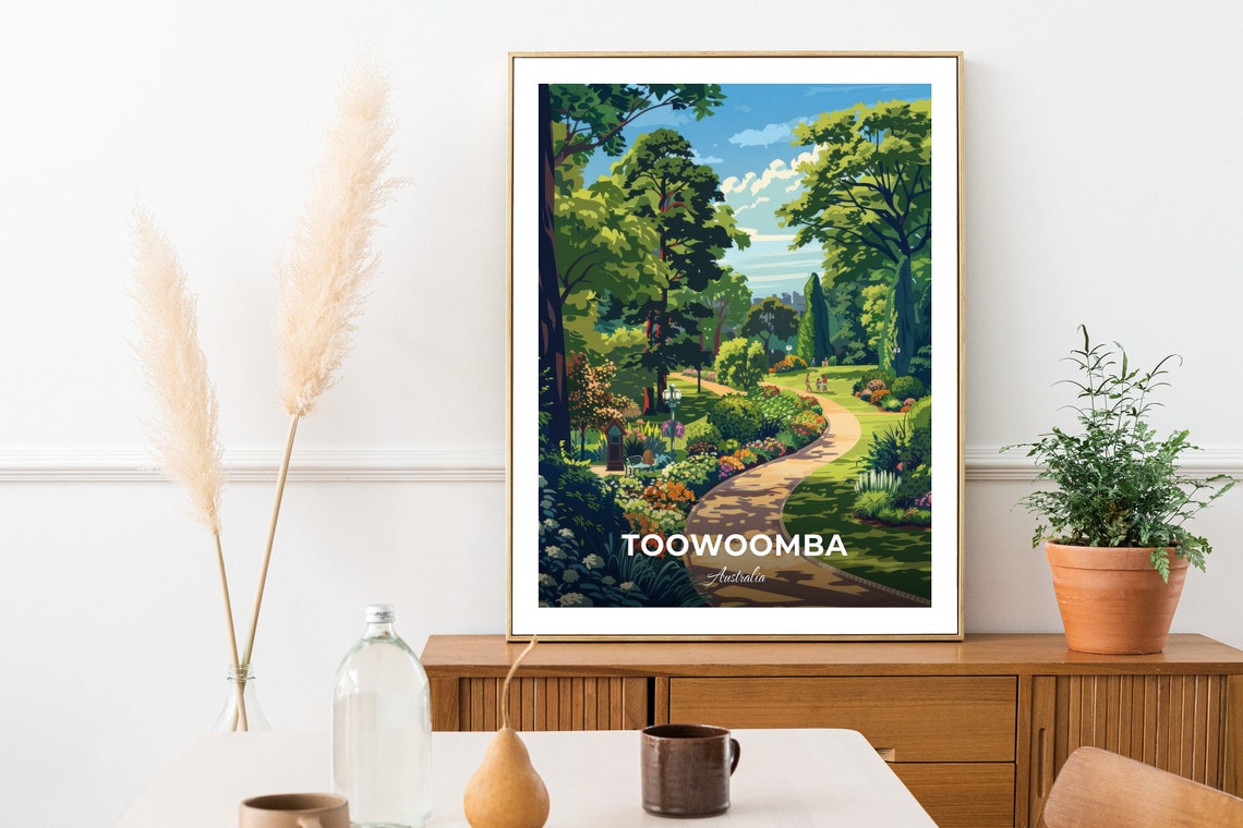 Toowoomba Australia Lush Garden Park Path With Flower Beds Poster - Image 3
