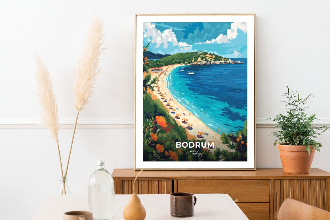 Bodrum Turkey Bitez Beach Sandy Crescent Bay Sunny Day Poster - Image 3