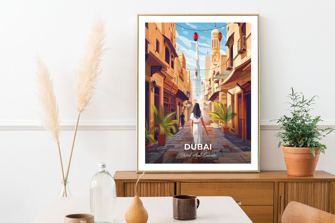 Dubai United Arab Emirates Gold Souk Old Street Lanterns Sunny Poster - Image 2