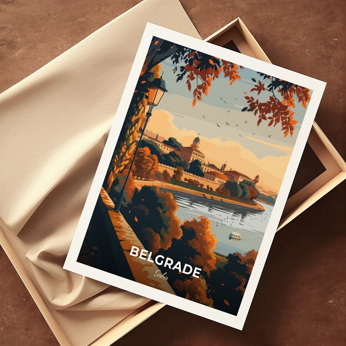 Belgrade Kalemegdan Park Golden Hour Riverside Walk Travel Poster - Image 3