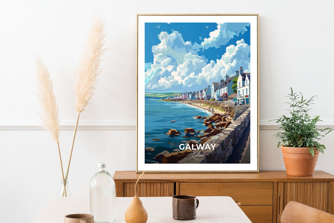 Galway Salthill Promenade Seafront Walk Coastal Travel Poster - Image 2