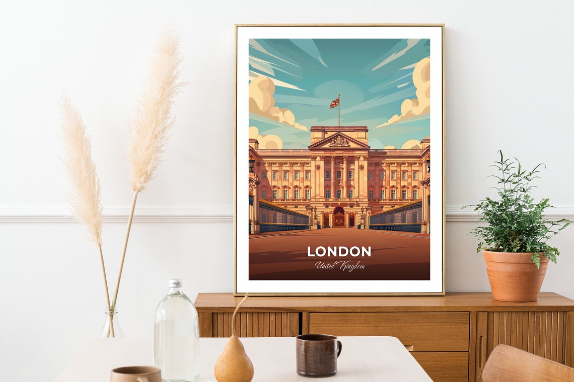 London United Kingdom Buckingham Palace Royal Residence Travel Poster - Image 2