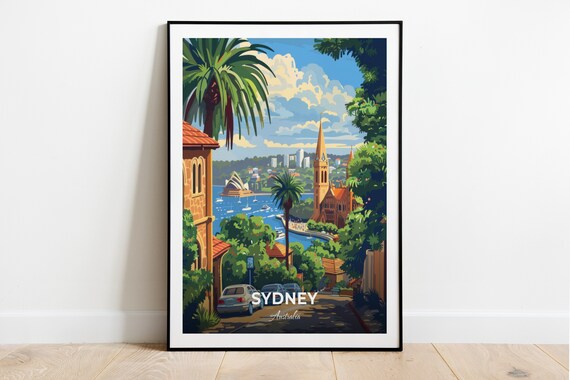 Sydney Harbour Opera House Street View Cityscape Travel Poster