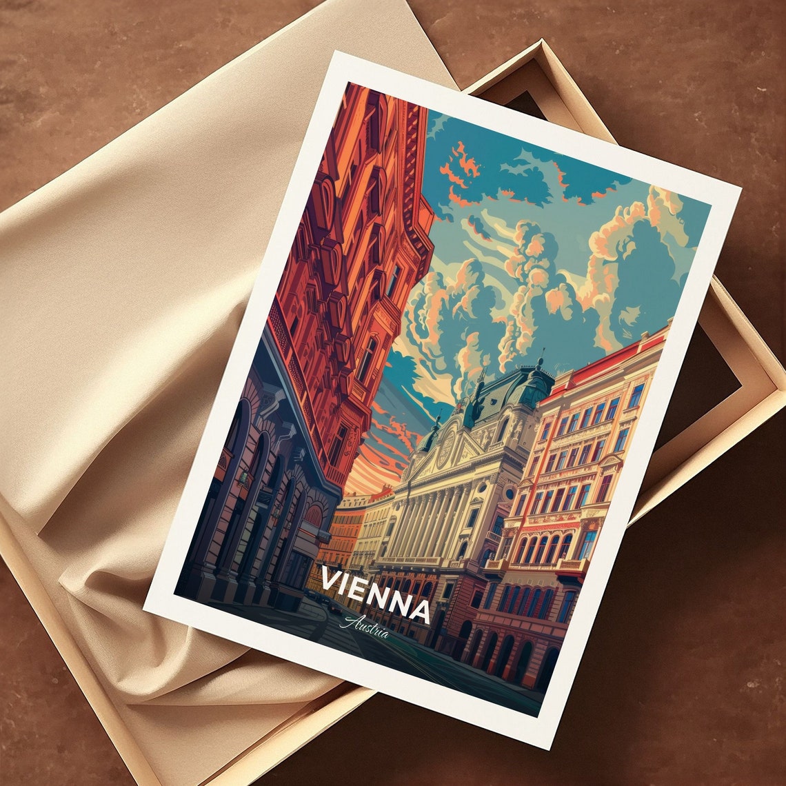 Vienna Austria Sunset Street Historic Architecture City Travel Poster - Image 3