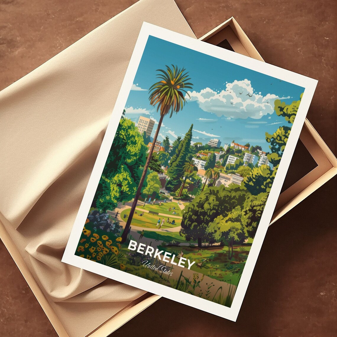 Berkeley United States Cesar Chavez Park Palm Skyline View Travel Poster - Image 3