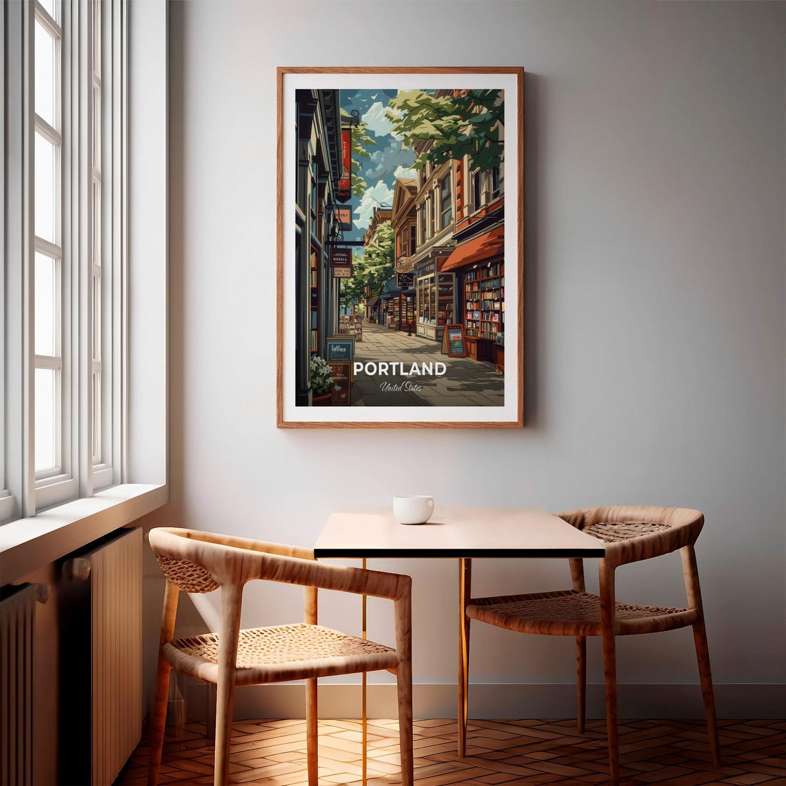 Portland Travel Poster Powells City Of Books City Print Cityscape Artwork Birthday Wedding Gift Wall Art Location Print - Image 3