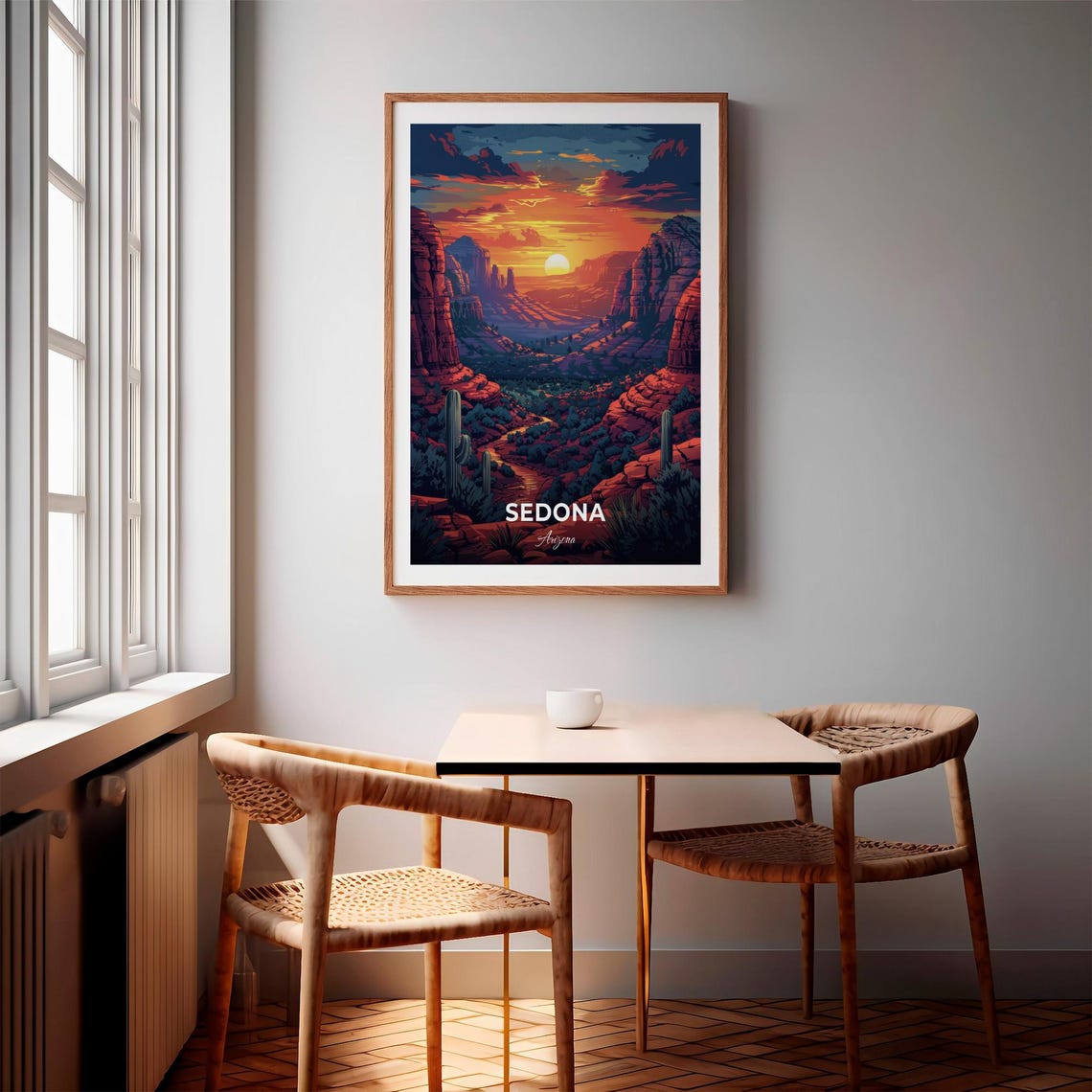 Sedona Arizona Red Rocks Desert Canyon Sunset Modern Travel Poster - Image 3