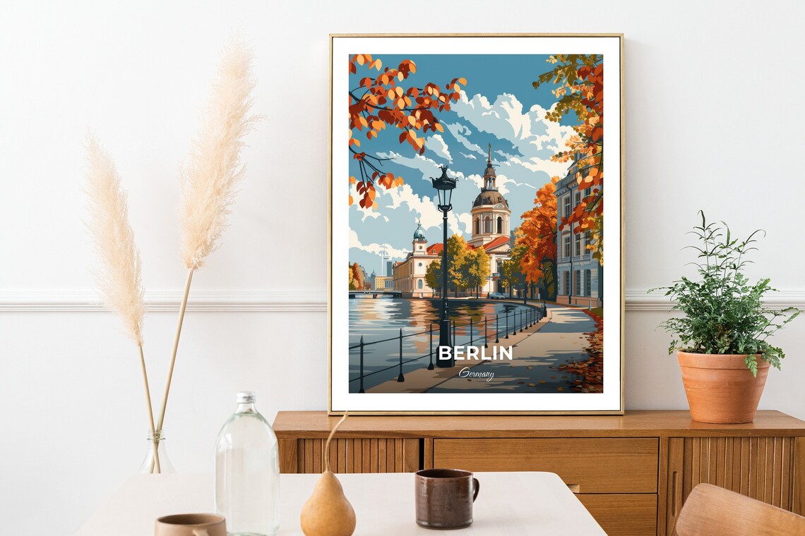 Berlin Charlottenburg Palace Autumn Riverside Germany Vintage Travel Poster - Image 2