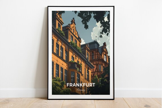 Frankfurt Germany Historic Brick Townhouses Sunny Street Architecture Poster