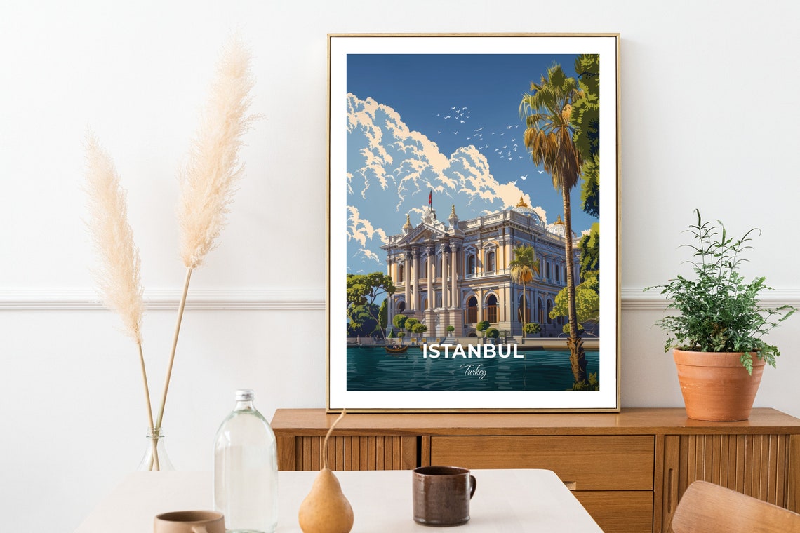 Istanbul Turkey Dolmabahce Palace Bosphorus Waterfront Travel Poster - Image 2