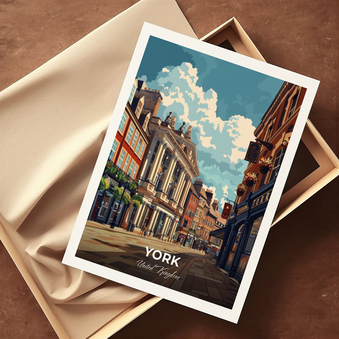 York Theatre Royal Historic Street City View England Travel Poster - Image 3