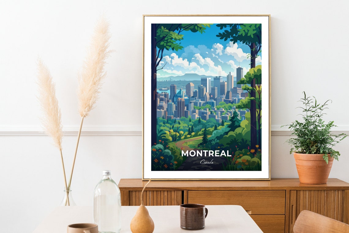 Montreal Canada Mount Royal Skyline View Green Travel Poster - Image 2