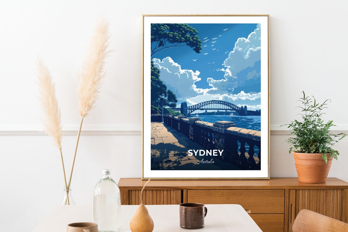 Sydney Harbour Bridge Terrace View Sunny Day Waterfront Travel Poster - Image 2