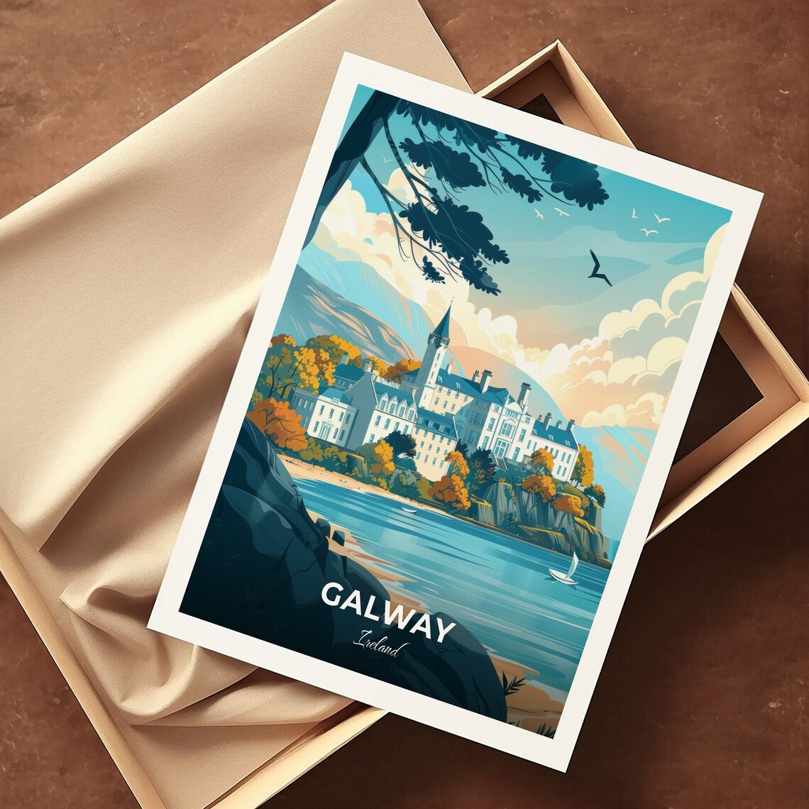Galway Grand Historic Building By The Bay Ireland Travel Poster - Image 3