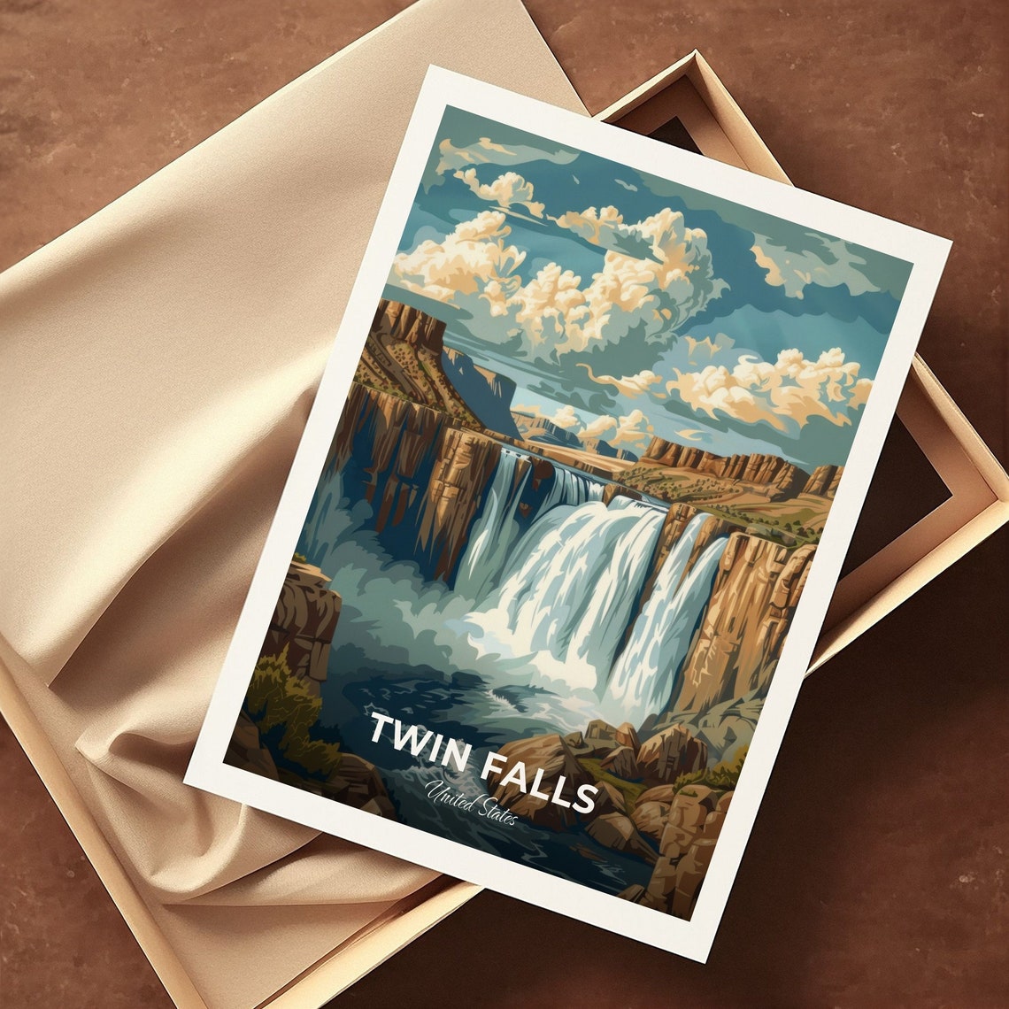 Twin Falls Shoshone Falls Wide Cascade United States Travel Poster - Image 3