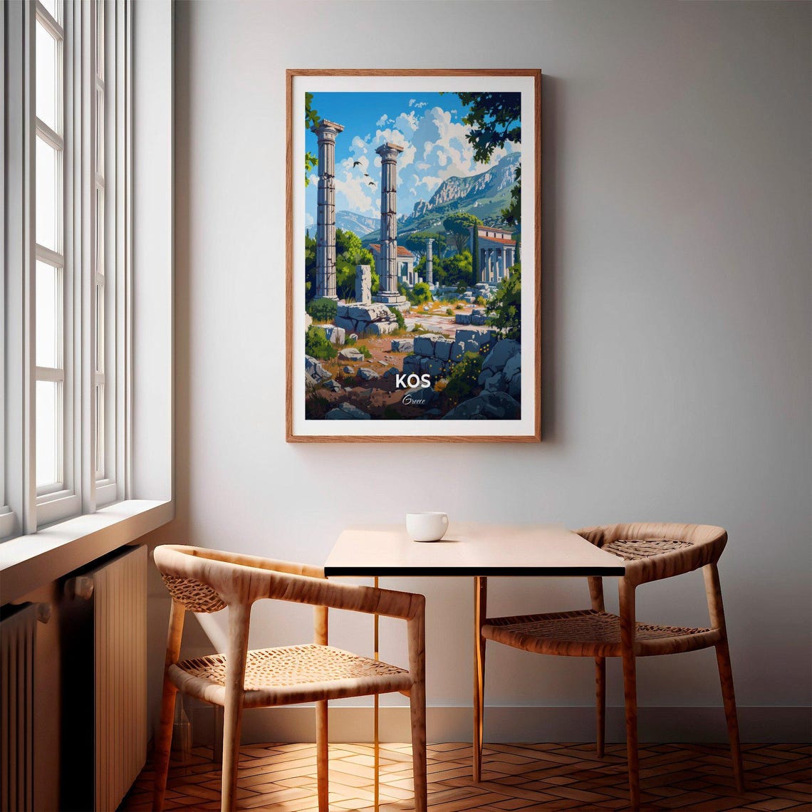 Kos Greece Ancient Ruins Columns Hillside Travel View Poster - Image 2
