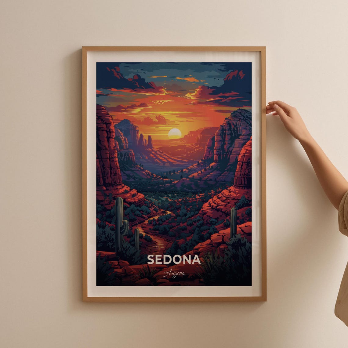 Sedona Arizona Red Rocks Desert Canyon Sunset Modern Travel Poster - Image 2