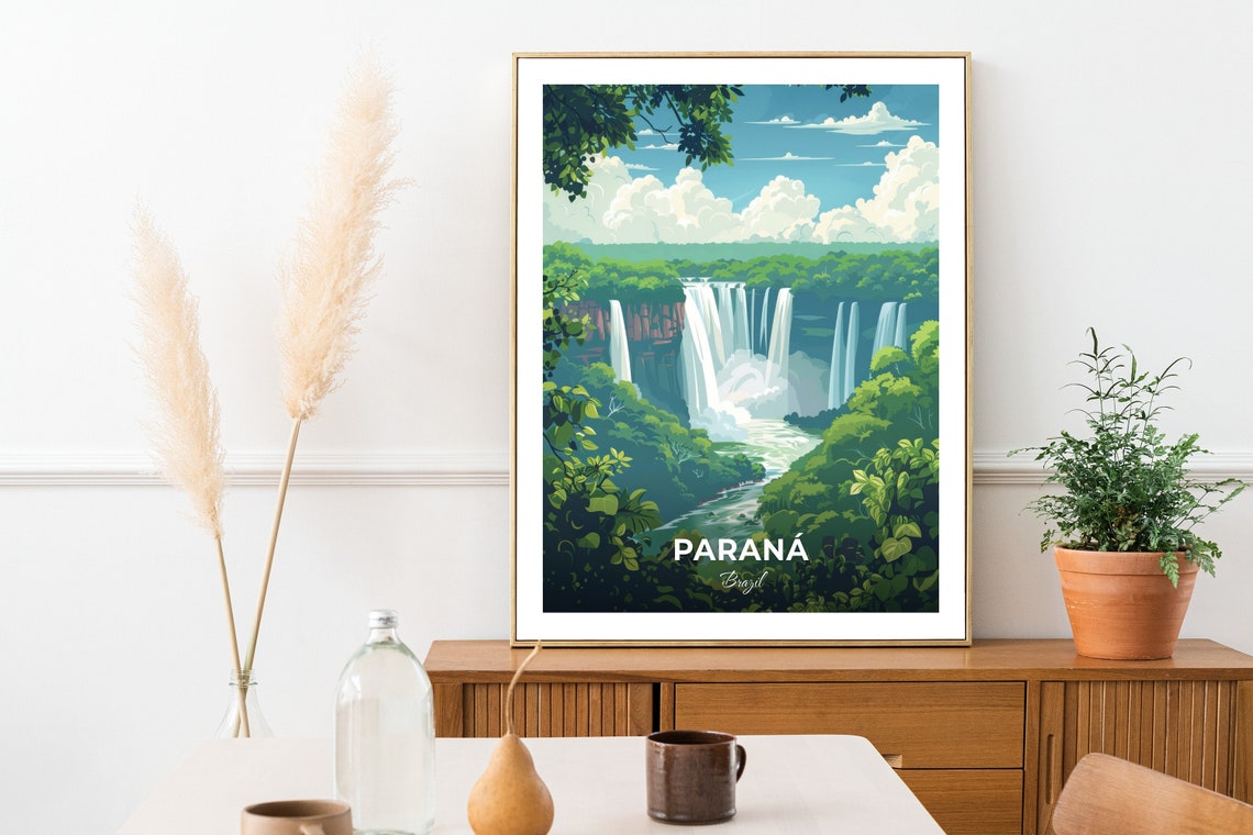 Parana Brazil Iguacu Falls Jungle Waterfall Cascades Travel Poster - Image 2