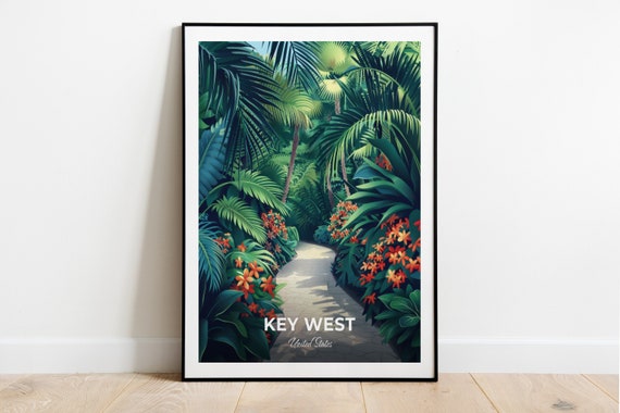 Key West Travel Poster Key West Butterfly And Nature Conservatory City Print Cityscape Artwork Birthday Wedding Gift Wall Art