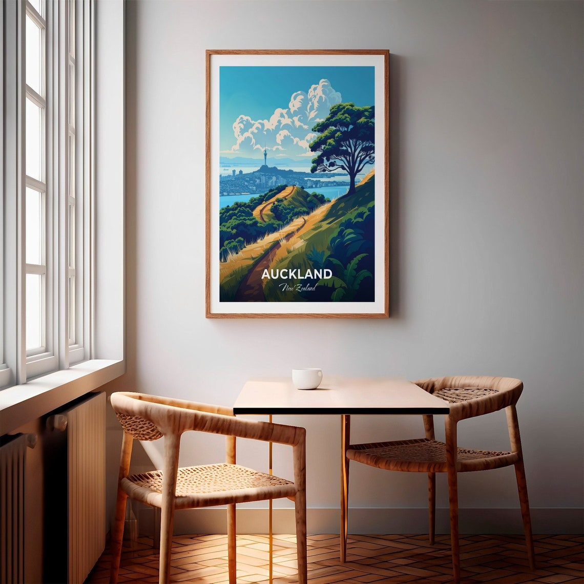 Auckland Mount Eden Tree Skyline Sky Tower New Zealand Travel Poster - Image 2