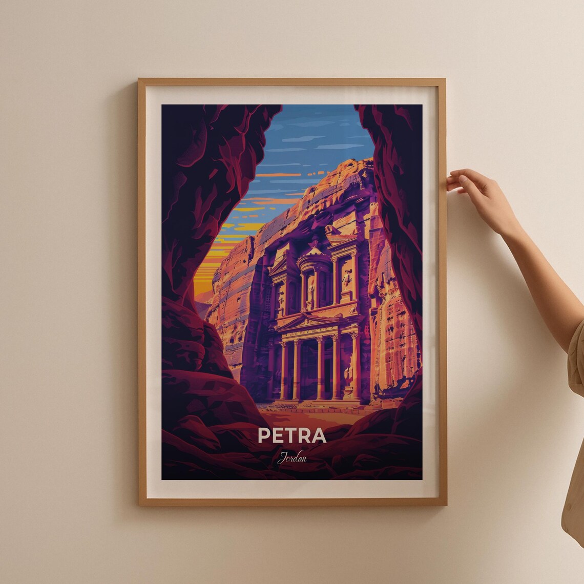 Petra Jordan Al Khazneh Treasury Siq Canyon Sunset Travel Poster - Image 2