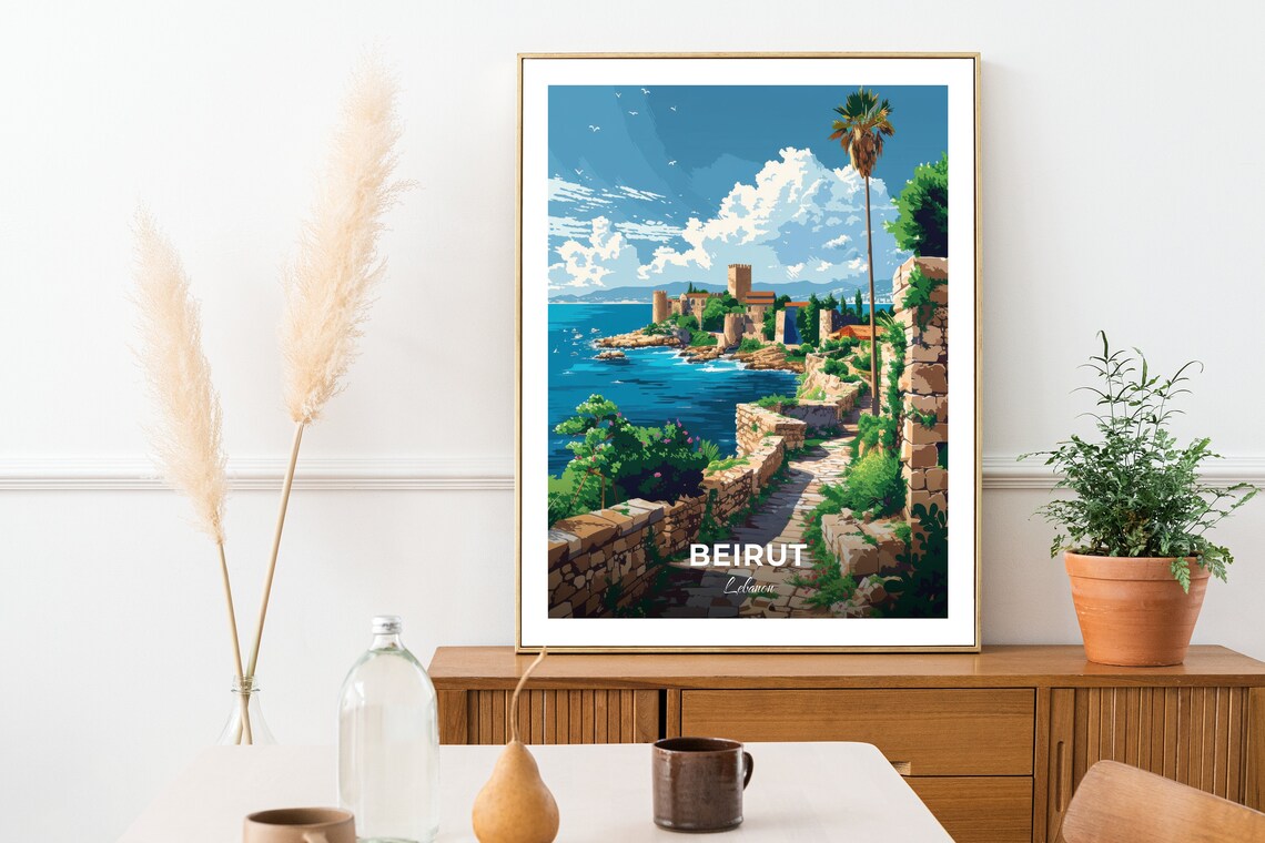 Beirut Lebanon Byblos Ancient Coastal Citadel Sea View Travel Poster - Image 2