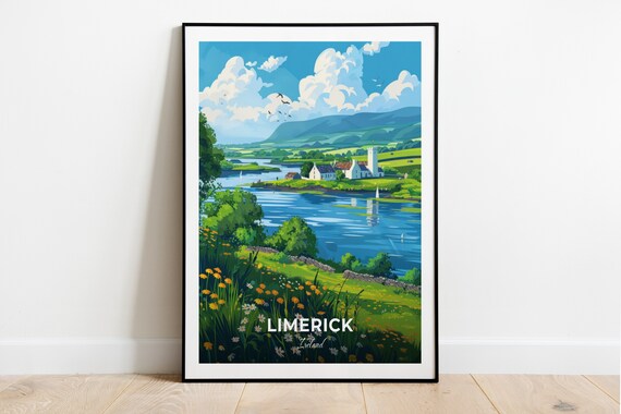 Limerick Ireland River Shannon Riverside Cottage Wildflowers Scenic Poster
