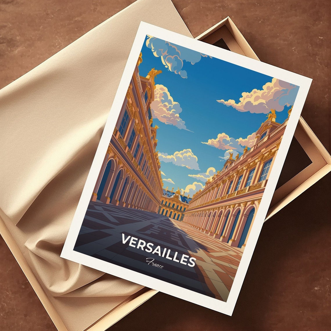 Versailles France Palace Courtyard With Golden Ornate Facade Poster - Image 3