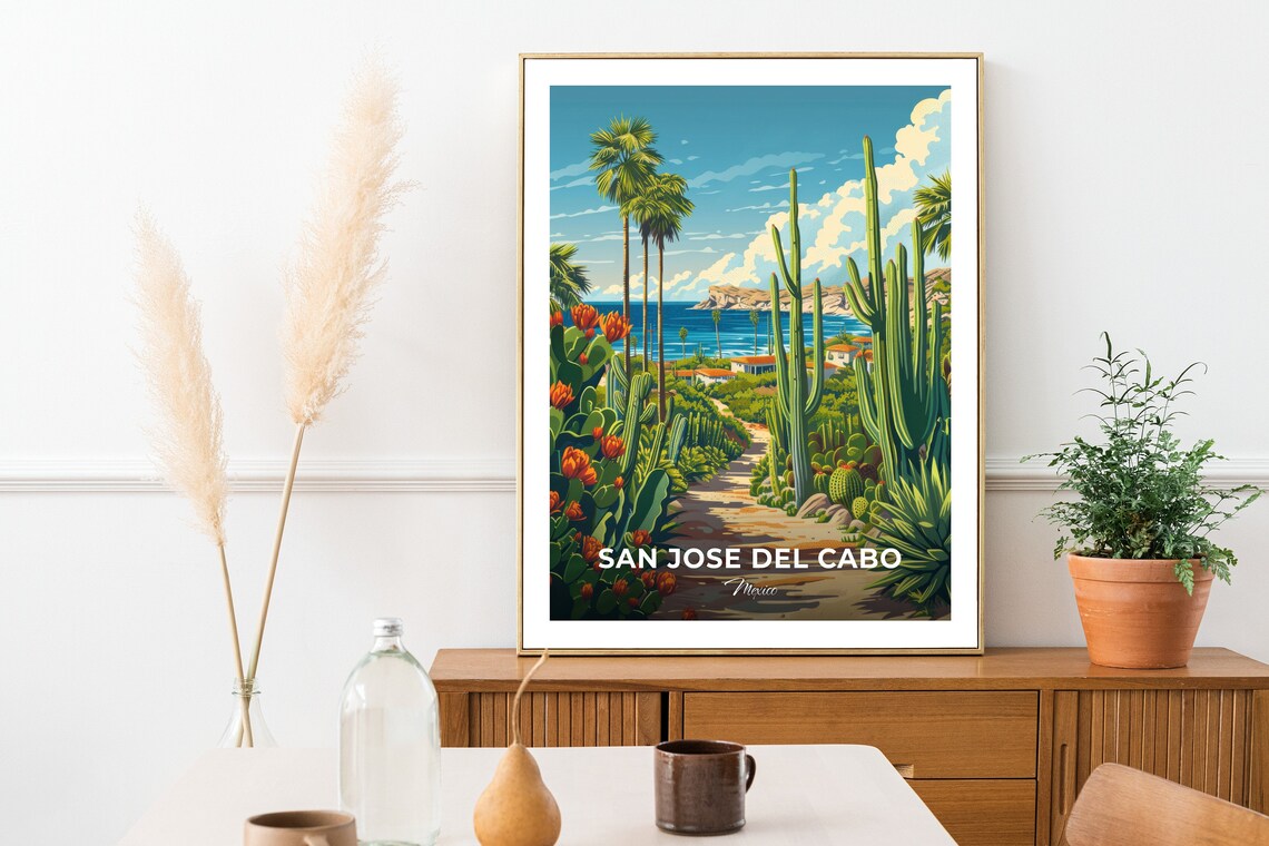 San Jose del Cabo Cactus Garden Path to the Sea Mexico Travel Poster - Image 2