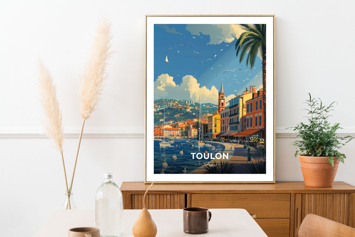 Toulon Travel Poster Port Of Toulon City Print Cityscape Artwork Birthday Wedding Gift Wall Art Location Print Home Decor - Image 2