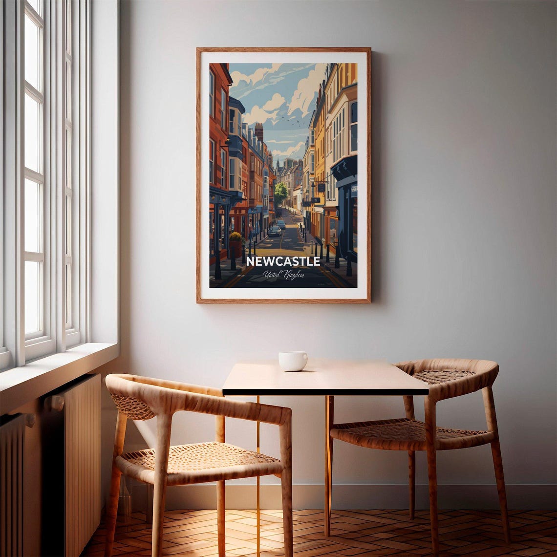 Newcastle United Kingdom Grey Street Shops Day View Art Poster - Image 2