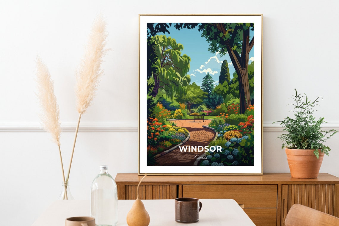 Windsor Canada Dieppe Gardens Blooming Garden Path Travel Poster - Image 2